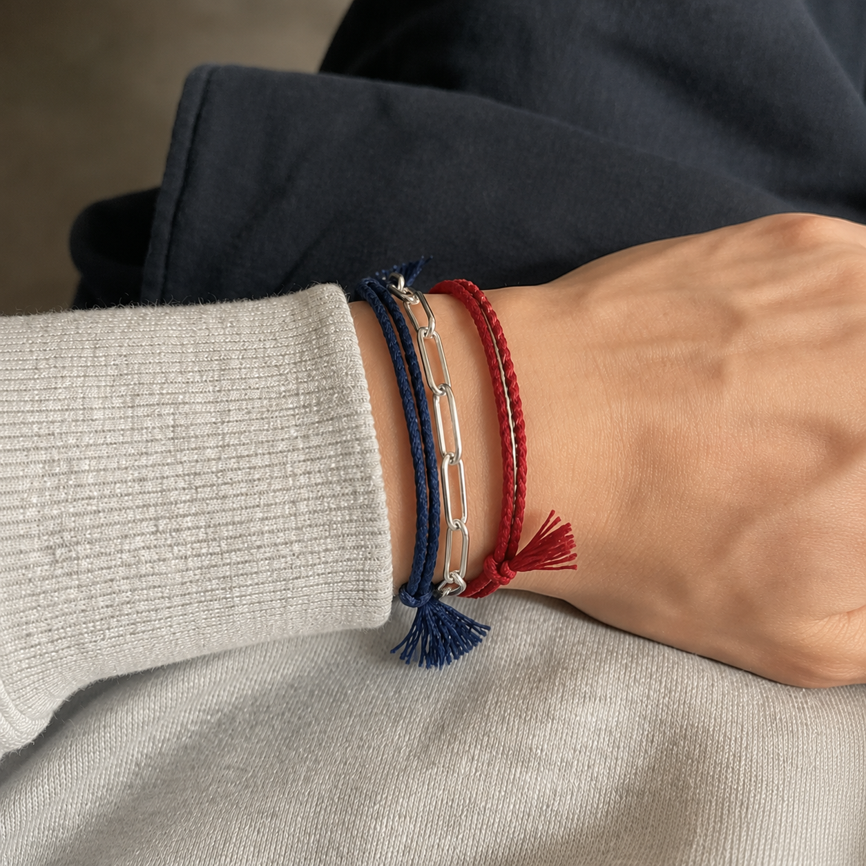 Navy & Red Stack – 3 bracelet Set